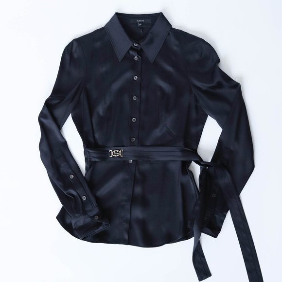 GUCCI BLACK SILK SHIRT - Picture 1 of 1